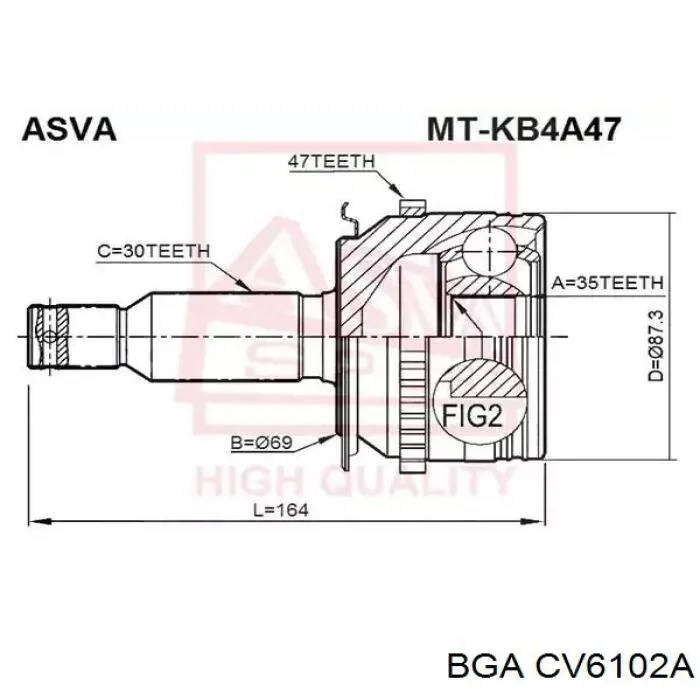 ШРУС наружный передний CV6102A BGA