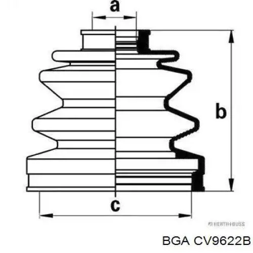 Шарнир угловых скоростей внутренний передний BGA CV9622B цена, от 33.89 USD