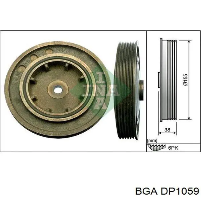 Шкив коленвала (демпфер) BGA DP1059 цена, от 31.51 USD
