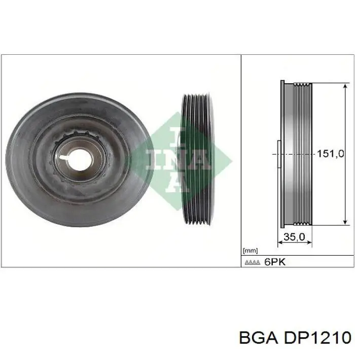 Шкив коленвала (демпфер) BGA DP1210 цена, от 59.91 USD