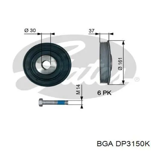 Шкив коленвала (демпфер) BGA DP3150K цена, от 46.87 USD