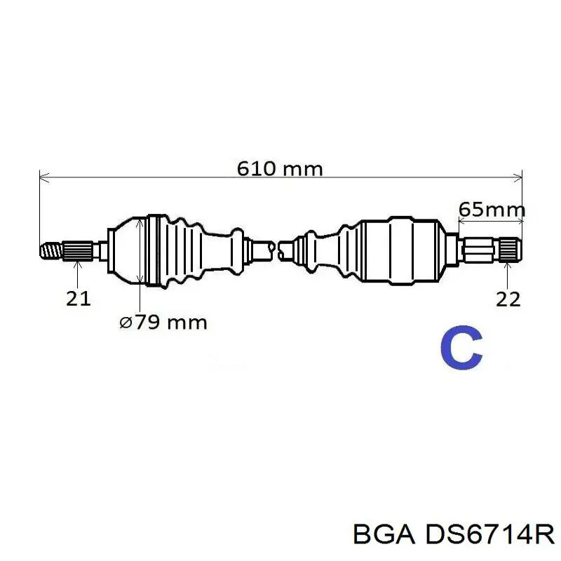 Правая полуось 0021037 GKN-Spidan
