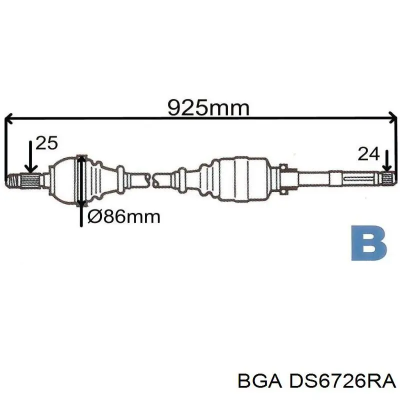 Привод передний правый BGA DS6726RA цена, от 88.43 USD