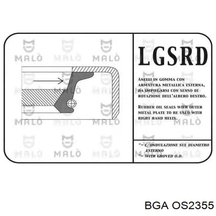 Сальник масляного насоса двигателя BGA OS2355 цена, от 6.03 USD