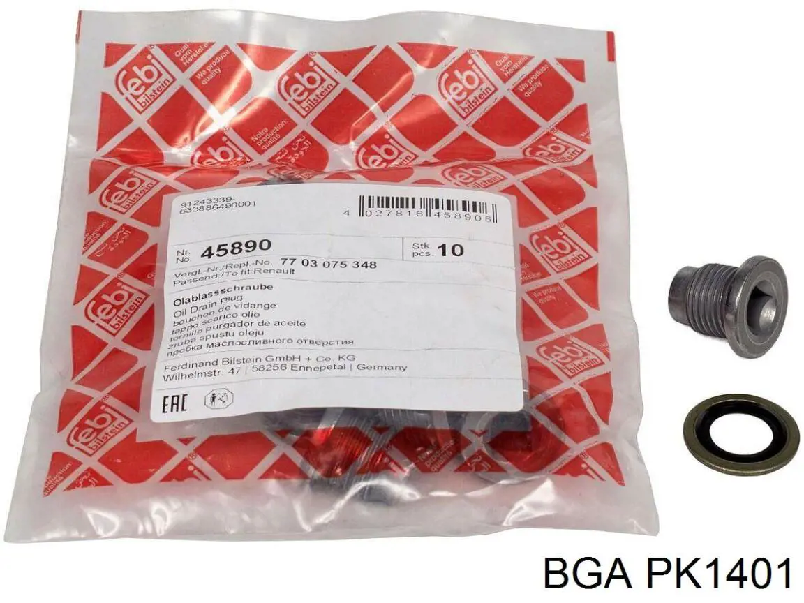 Купить PK1401 BGA Пробка поддона двигателя