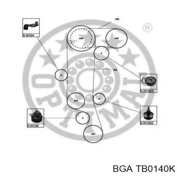 Ремень ГРМ, комплект BGA TB0140K