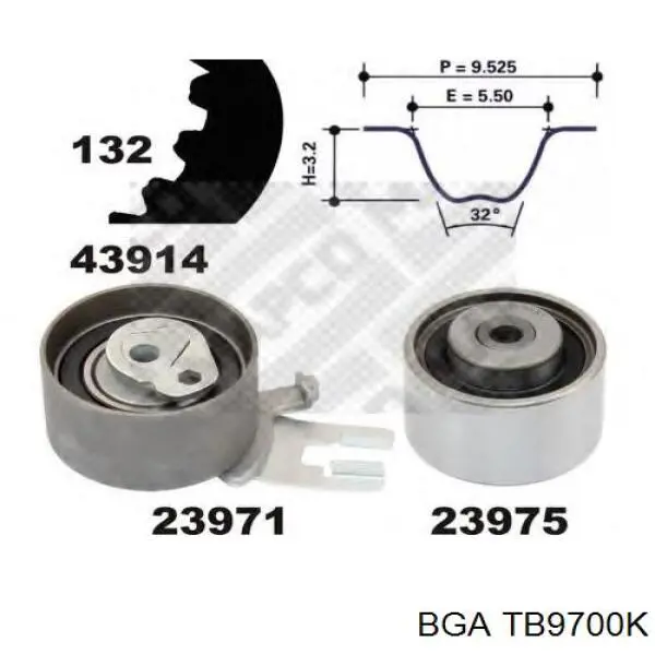 TB9700K BGA Комплект ремня ГРМ