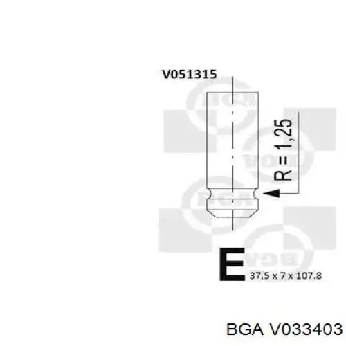 Купить V033403 BGA Впускной клапан