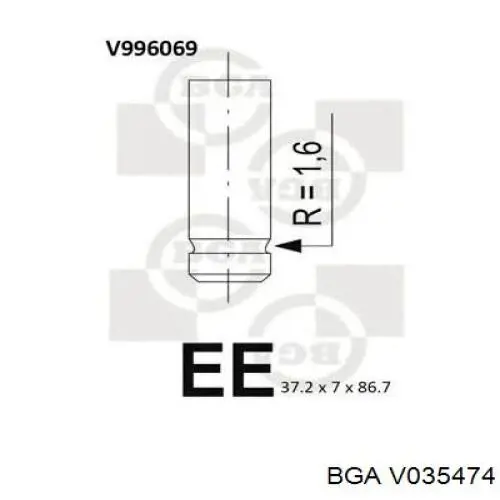 V035474 BGA клапан впускной