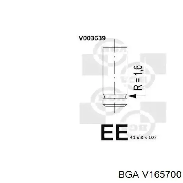 Впускной клапан V165700 BGA