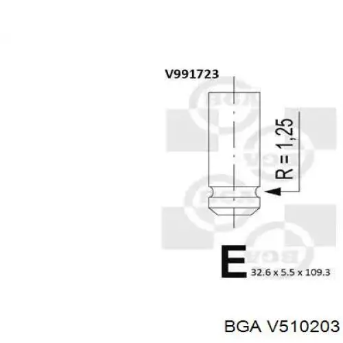 V510203 BGA válvula de admissão