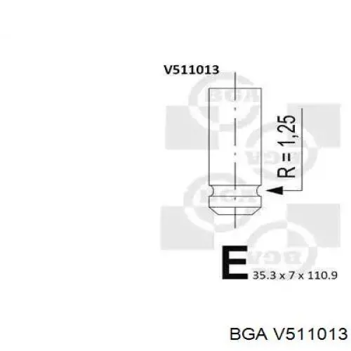 V511013 BGA válvula de admissão