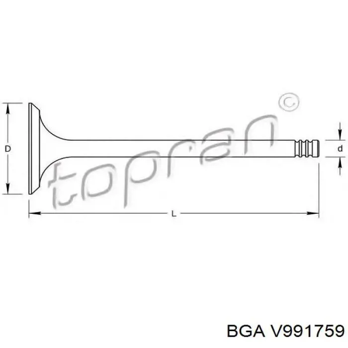 Клапан впускной BGA V991759 цена, от 5.06 USD