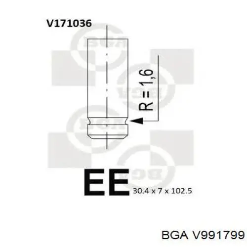 Впускной клапан V991799 BGA