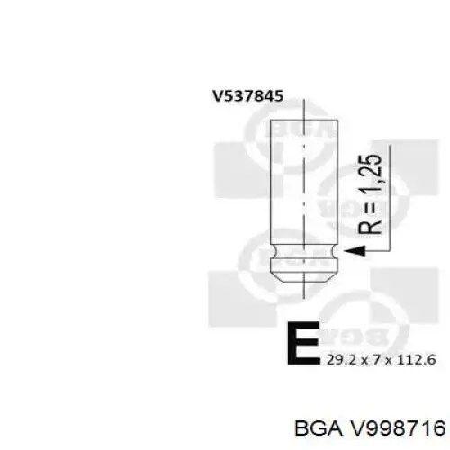 V998716 BGA клапан впускной