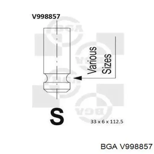 V998857 BGA клапан впускной
