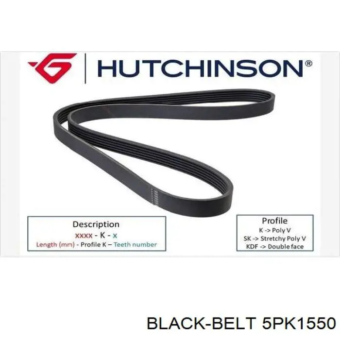 Ремень генератора 5PK1550 Black Belt