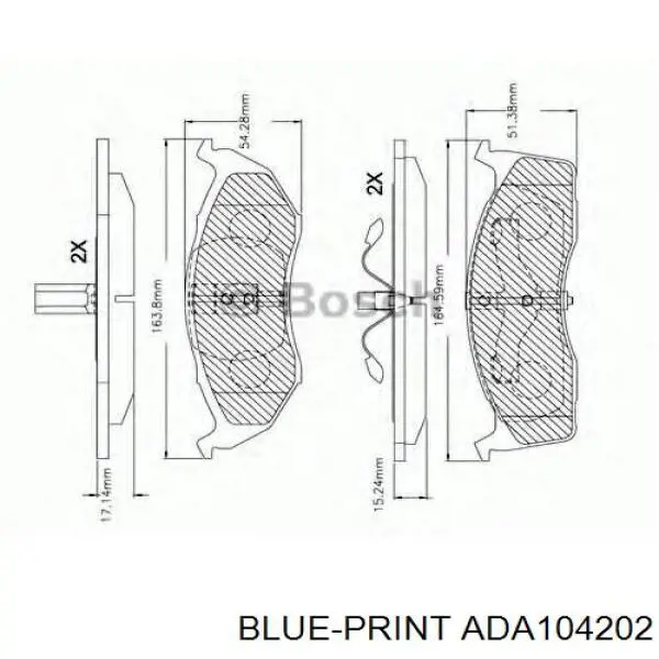 Тормозные колодки Blue Print ADA104202