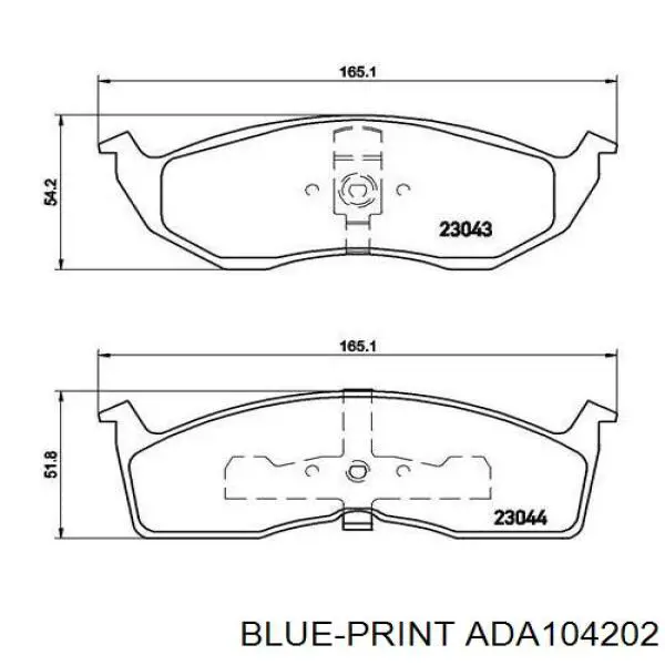 Pastillas de freno delanteras ADA104202 Blue Print