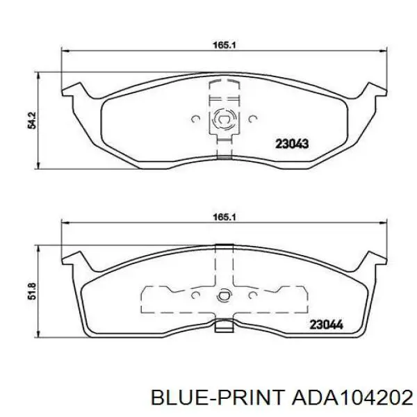 Колодки гальмівні передні, дискові ADA104202 Blue Print