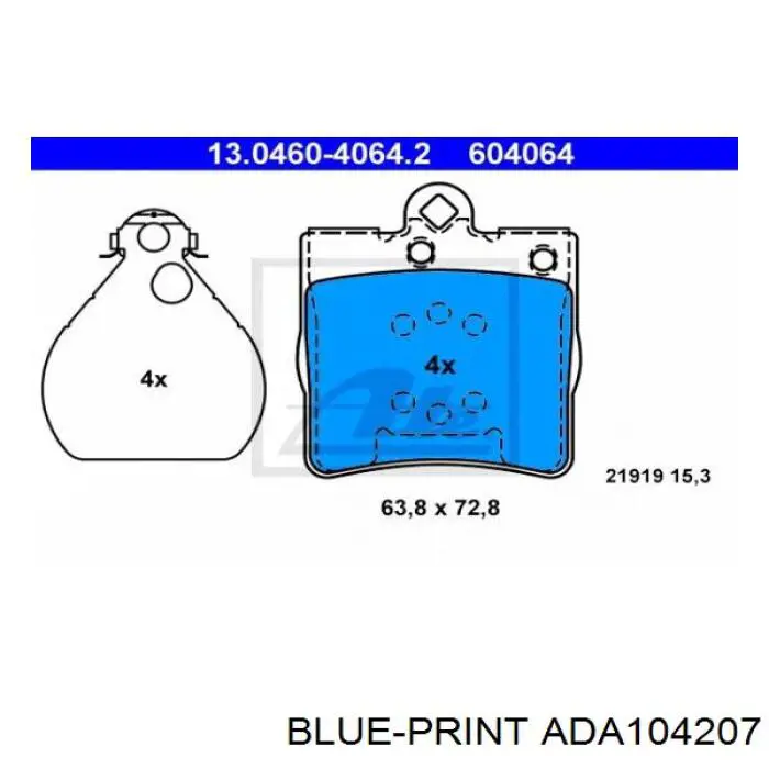ADA104207 Blue Print Колодки тормозные дисковые комплект