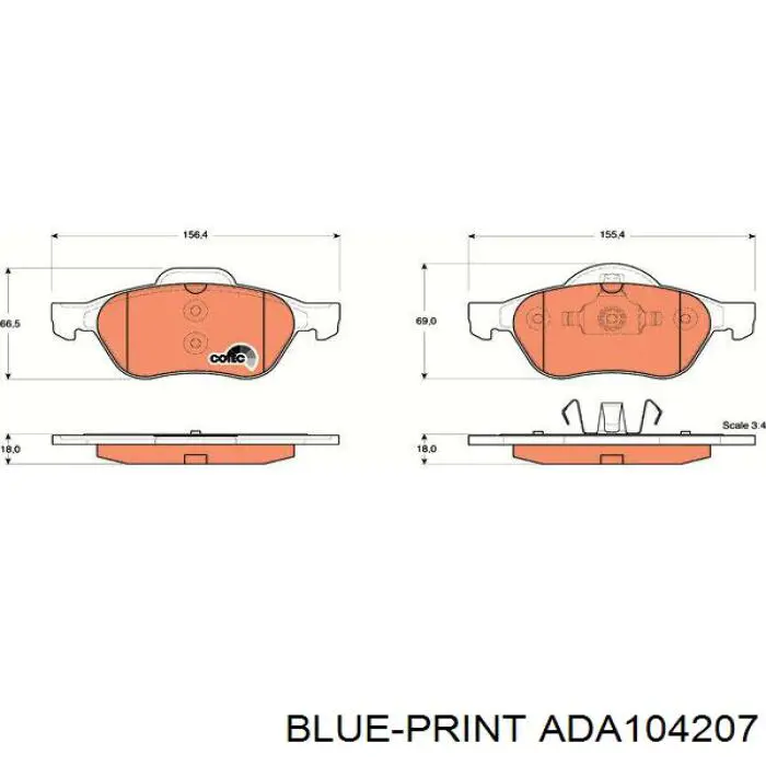 Задние тормозные колодки ADA104207 Blue Print