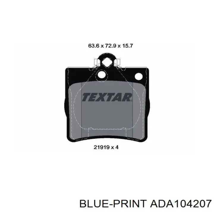 Задние дисковые колодки Blue Print ADA104207