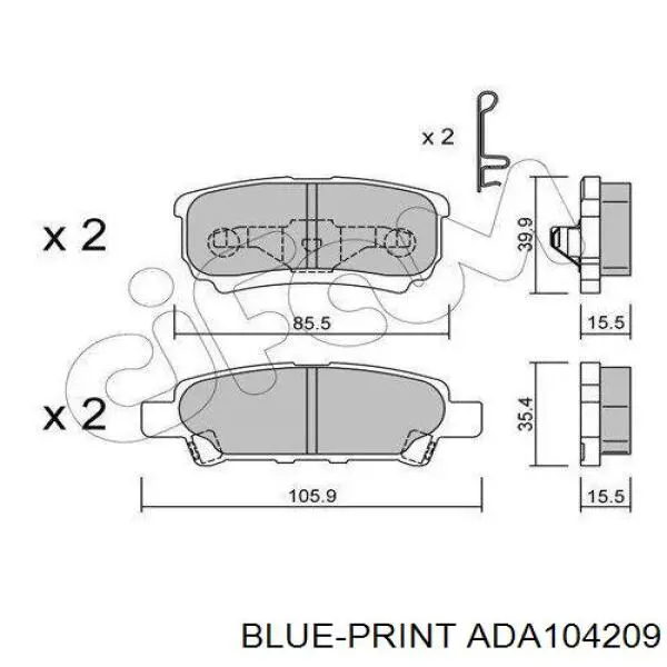 Колодки дисковые  Blue Print ADA104209 цена, от 21.16 USD