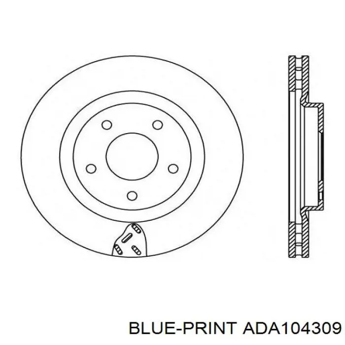 Диск гальмівний передній ADA104309 Blue Print