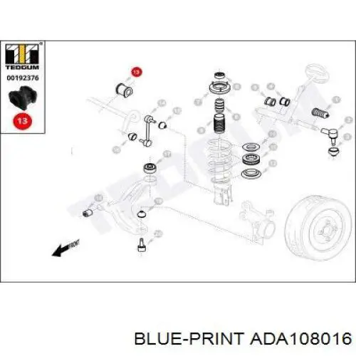 Купить ADA108016 Blue Print Втулки переднего стабилизатора