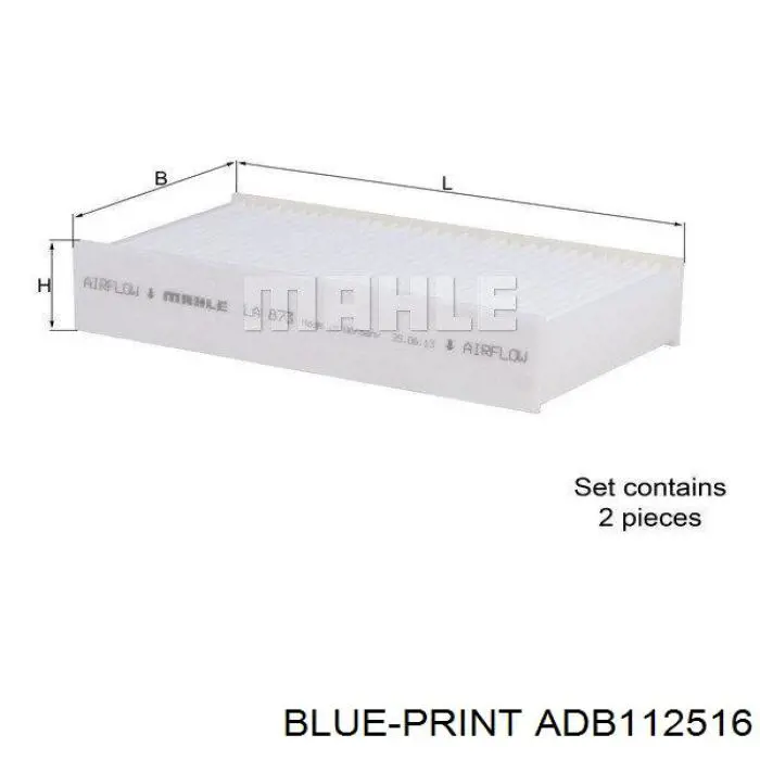 Фильтр воздушный отопителя Blue Print ADB112516 цена, от 9.53 USD