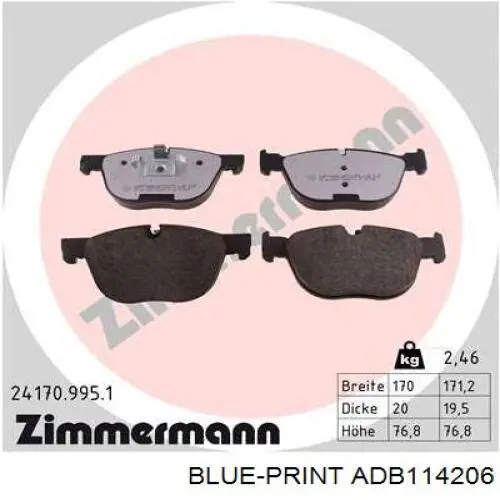 Купить ADB114206 Blue Print Колодки тормозные