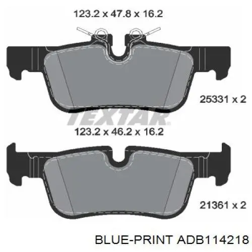 Купить ADB114218 Blue Print Колодки тормозные задние, дисковые