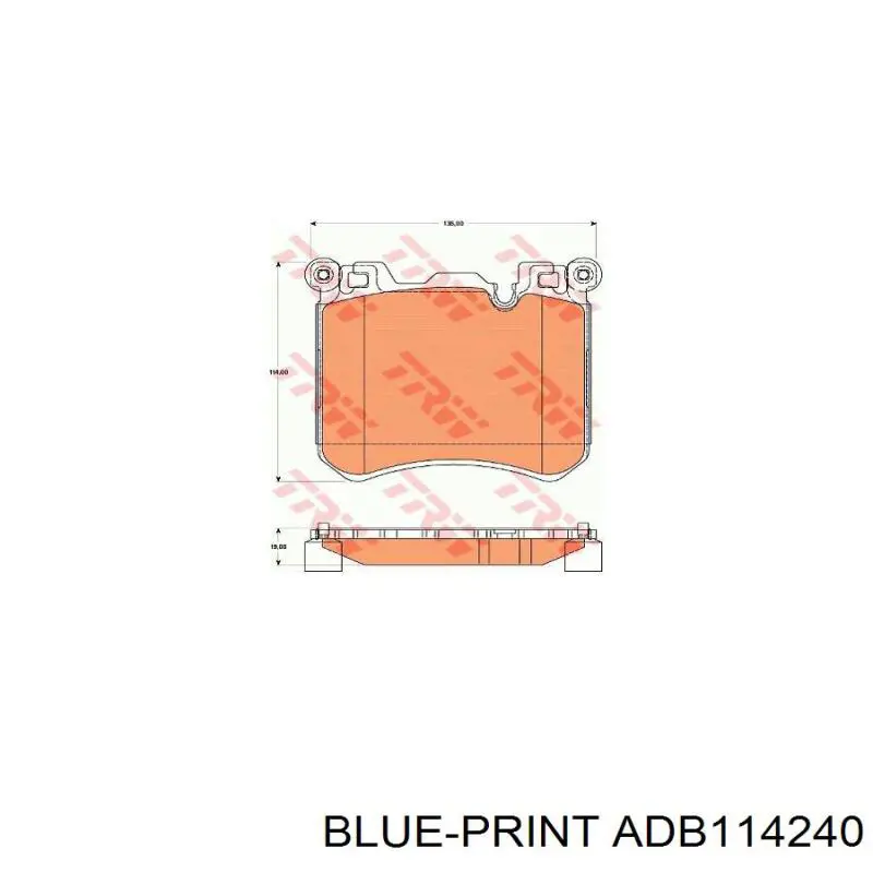 ADB114240 Blue Print передние тормозные колодки