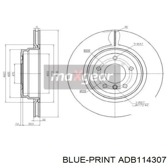 Тормозные диски ADB114307 Blue Print