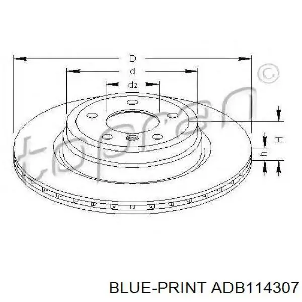 Задний дисковый тормоз Blue Print ADB114307