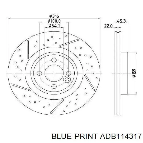 ADB114317 Blue Print Диск тормозной передний