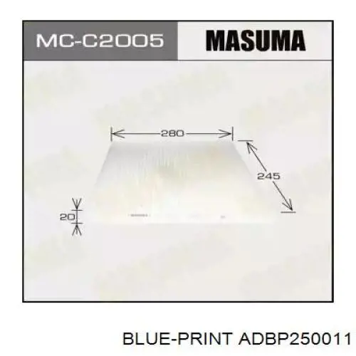 Фильтр салона BLUE PRINT ADBP250011