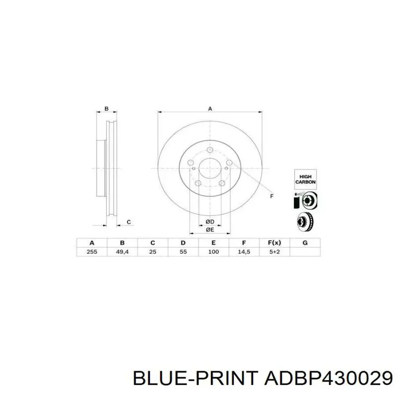 ADBP430029 Blue Print disco do freio dianteiro