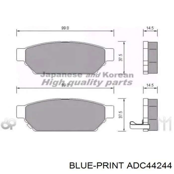 Купить ADC44244 Blue Print Колодки тормозные задние, дисковые