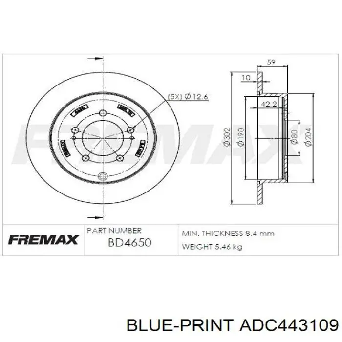 Тормозные диски ADC443109 Blue Print