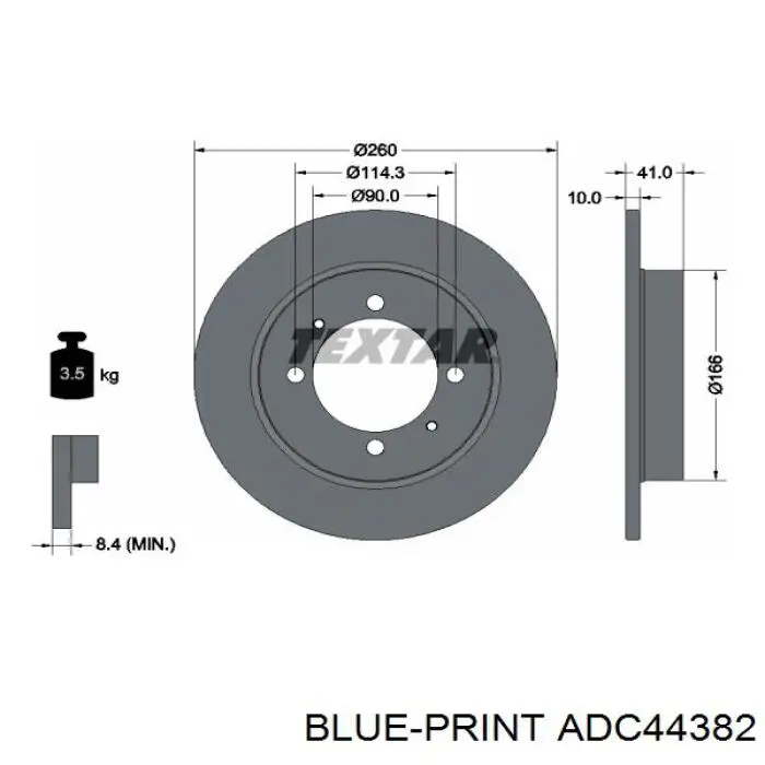 Задний дисковый тормоз Blue Print ADC44382
