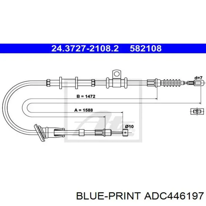 Купить ADC446197 Blue Print Задний правый трос ручника