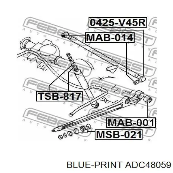 Купить ADC48059 Blue Print Сайлентблок заднего продольного рычага передний