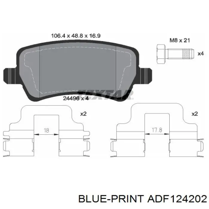 Купить ADF124202 Blue Print Колодки тормозные задние, дисковые