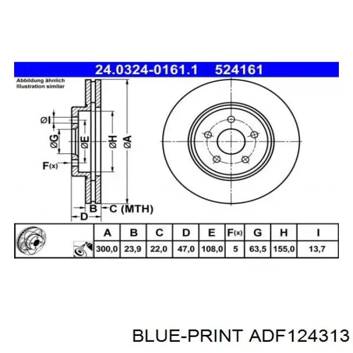 Передние тормозные диски ADF124313 Blue Print