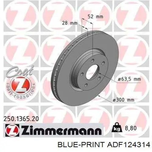 Купить ADF124314 Blue Print Ротор тормозной