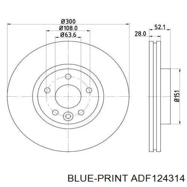 Передние тормозные диски ADF124314 Blue Print