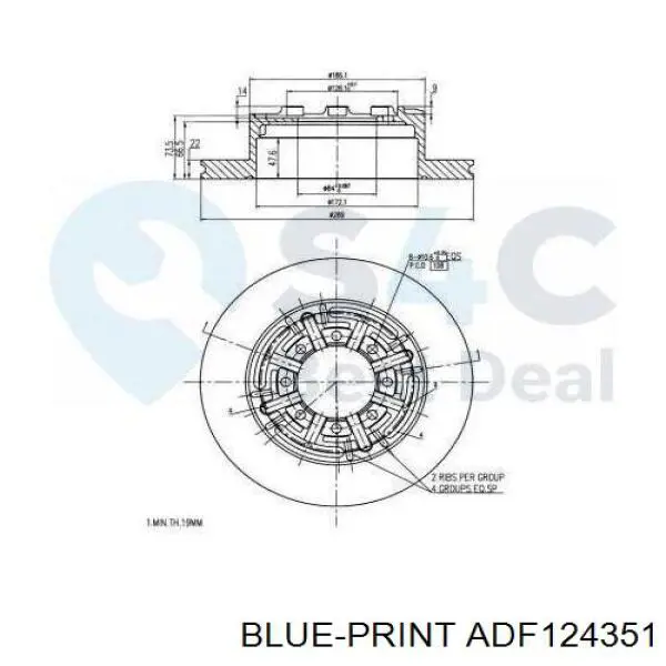 Передние тормозные диски ADF124351 Blue Print