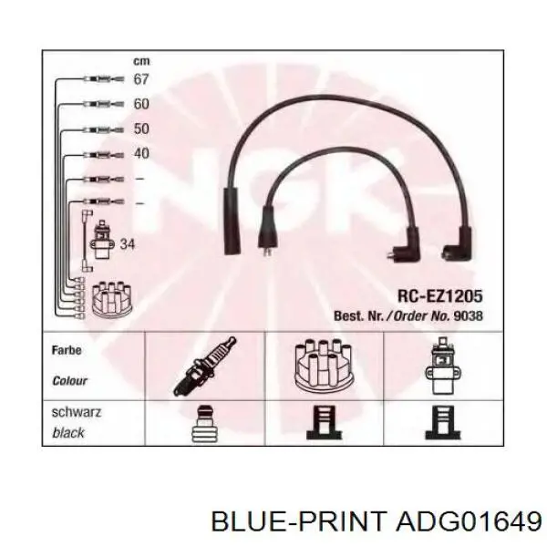 ADG01649 Blue Print провода высоковольтные, комплект